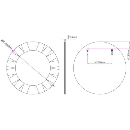 Miroir d'appoint rond en verre transparent de 30 po