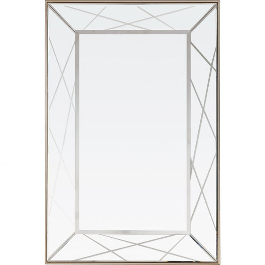 Miroir d'appoint avec cadre en métal champagne de 43 po