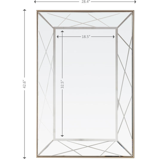 Miroir d'appoint avec cadre en métal champagne de 43 po