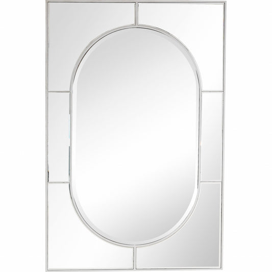 Miroir d'appoint avec cadre en métal argenté de 48 po