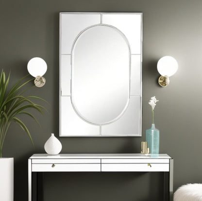 Miroir d'appoint avec cadre en métal argenté de 48 po