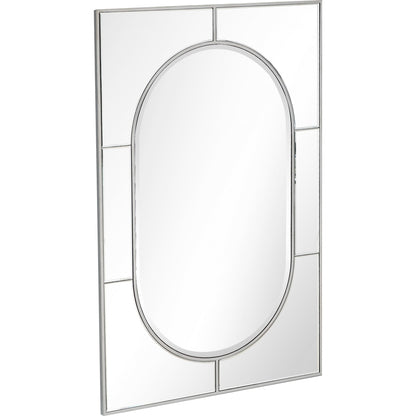 Miroir d'appoint avec cadre en métal argenté de 48 po