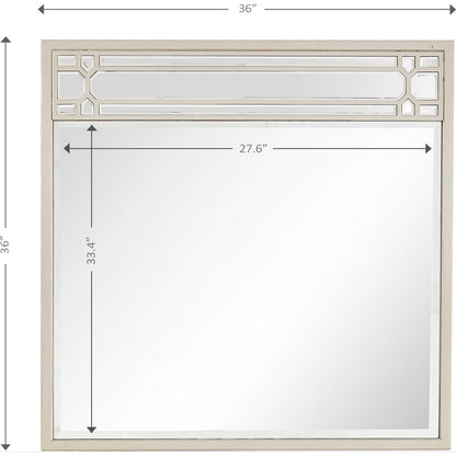 Miroir d'appoint carré en métal champagne de 36 po