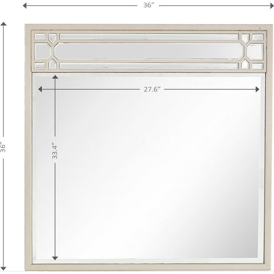 Miroir d'appoint carré en métal champagne de 36 po