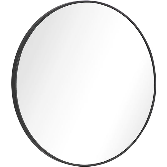 Miroir d'appoint rond encadré noir de 32 po