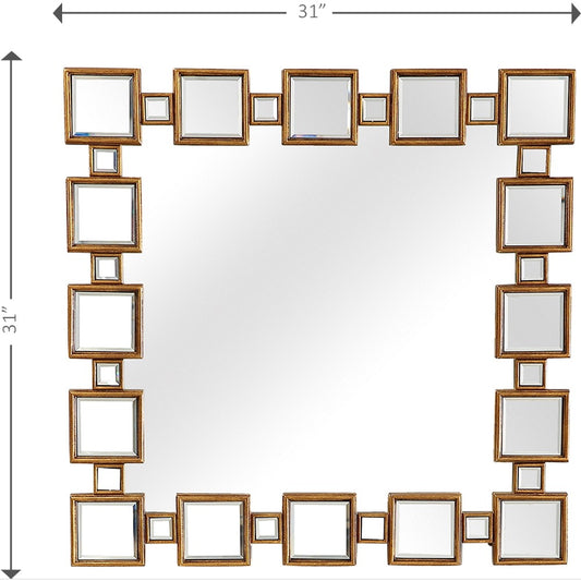 Miroir d'appoint encadré carré doré de 32 po