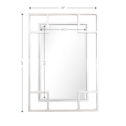 Miroir d'appoint avec cadre en métal argenté de 42 po