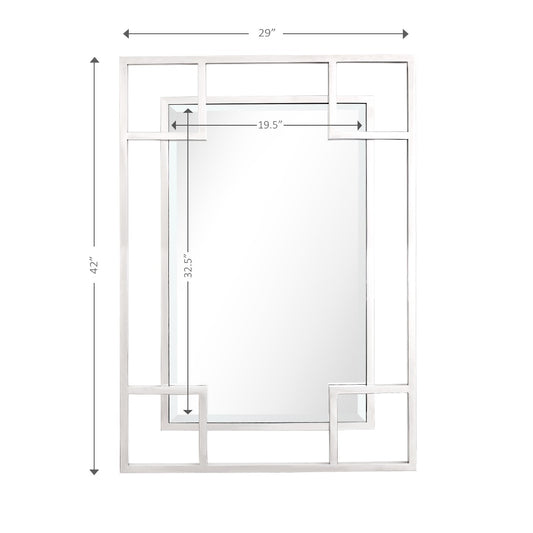 Miroir d'appoint avec cadre en métal argenté de 42 po