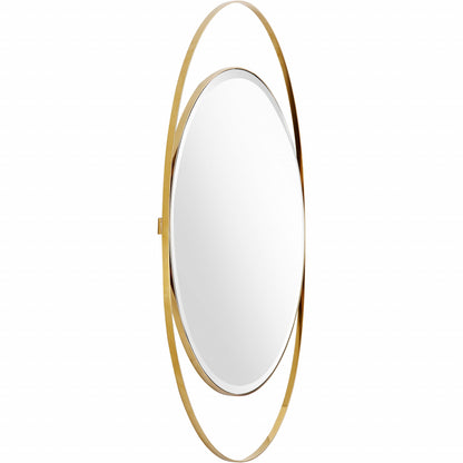 Miroir d'appoint ovale en métal doré de 39 po