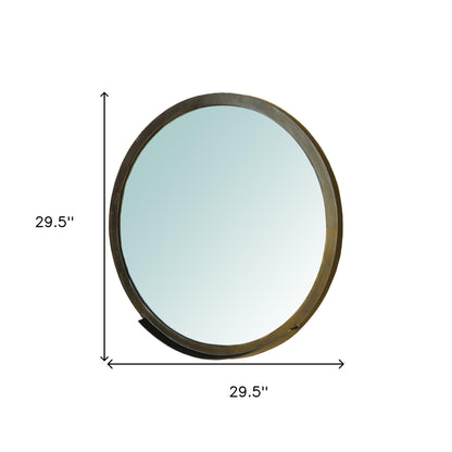 Miroir d'appoint rond encadré doré de 30 po