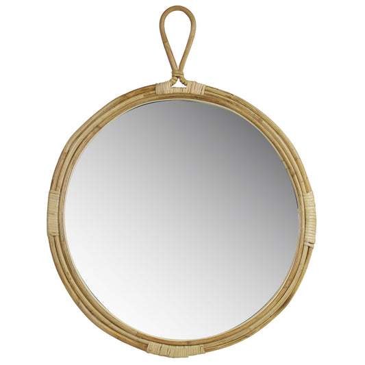 Miroir mural rond en bambou