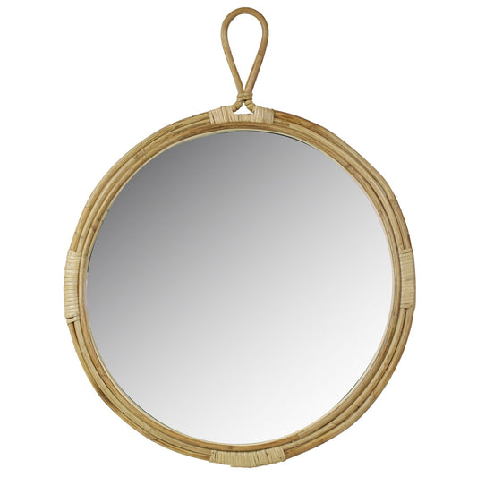 Miroir mural rond en bambou