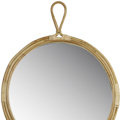 Miroir mural rond en bambou