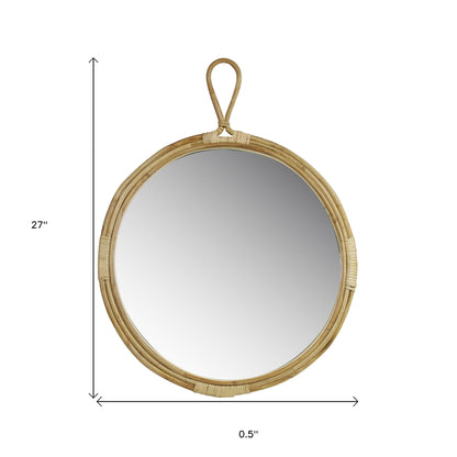 Miroir mural rond en bambou