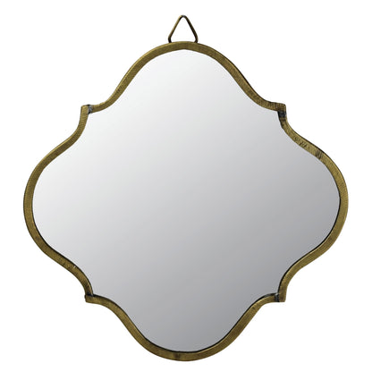 Miroir décoratif à cadre en métal quadrilobé doré vieilli de 9 po