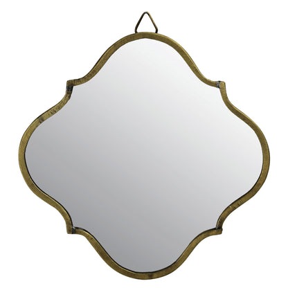 Miroir décoratif à cadre en métal quadrilobé doré vieilli de 9 po