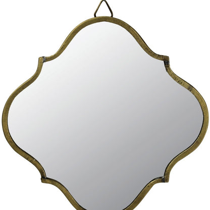 Miroir décoratif à cadre en métal quadrilobé doré vieilli de 9 po