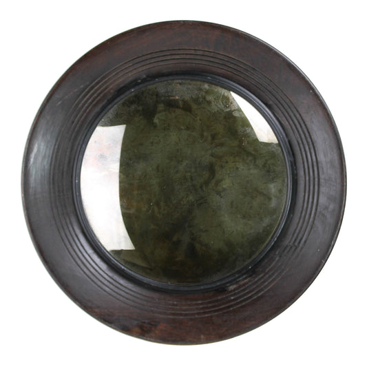 Miroir convexe en bois marron foncé