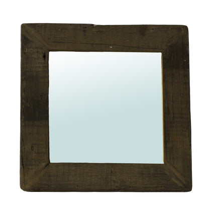 Miroir d'appoint carré encadré marron de 16 po