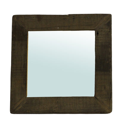 Miroir d'appoint carré encadré marron de 16 po