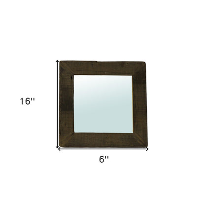 Miroir d'appoint carré encadré marron de 16 po