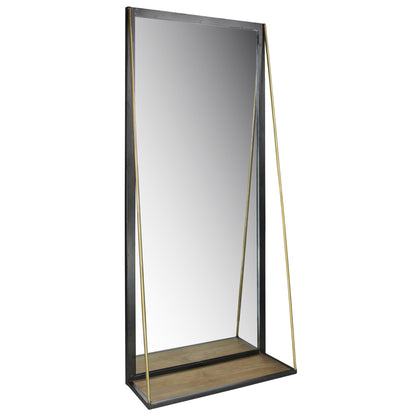 Miroir en métal noir avec étagère