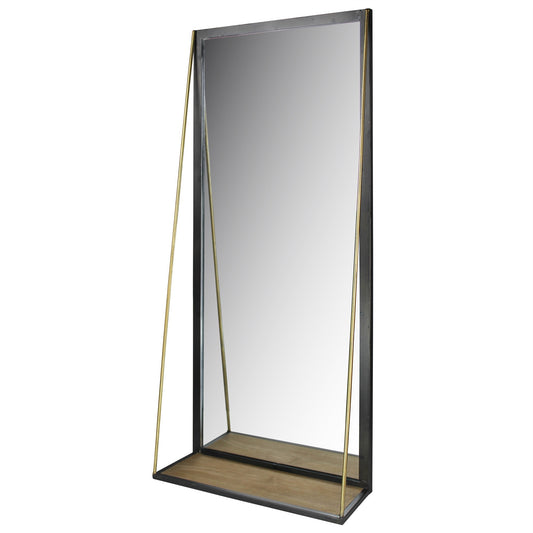 Miroir en métal noir avec étagère