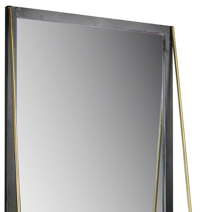 Miroir en métal noir avec étagère