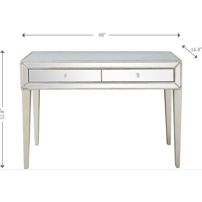 48" Silver Mirrored Glass Console Table