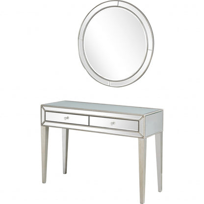 48" Silver Mirrored Glass Console Table