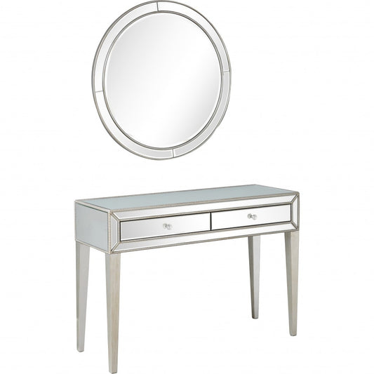 48" Silver Mirrored Glass Console Table