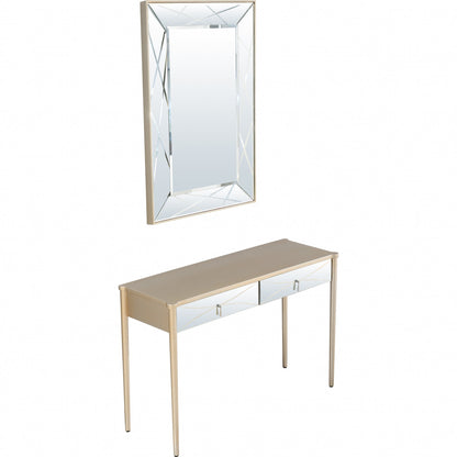 48" Champagne Mirrored Glass Console Table