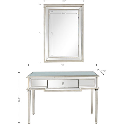 Silver Leaf Antiqued Mirror and Console Table