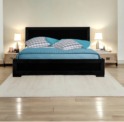 Black Solid and Manufactured Wood Full Bed Frame