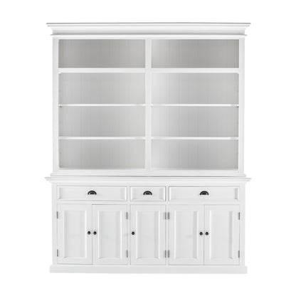 87" White Solid Wood Four Tier Bookcase