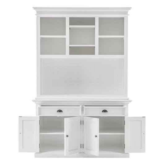 87" White Solid Wood Adjustable Two Tier Bookcase