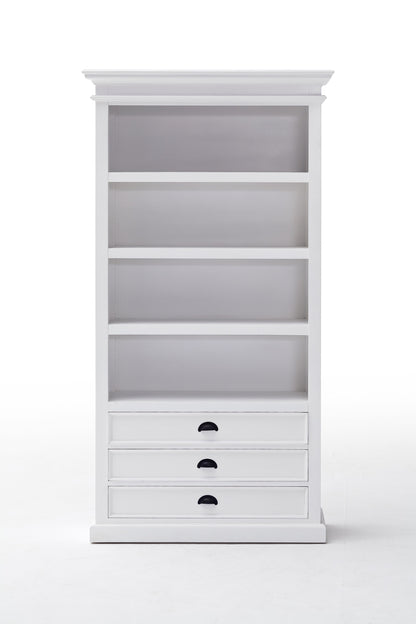 75" White Solid Wood Four Tier Bookcase