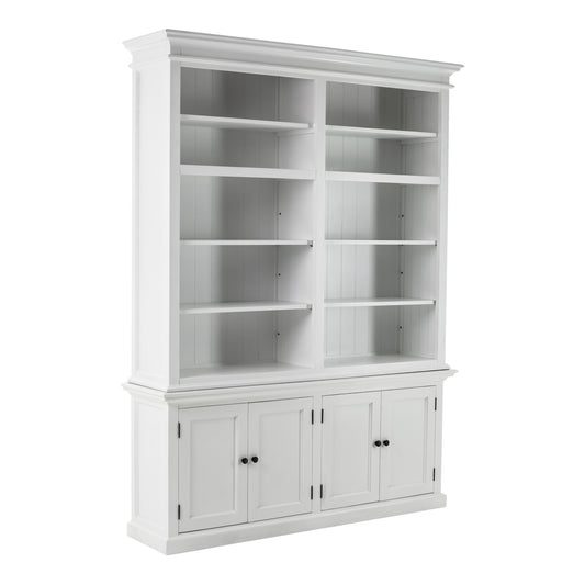 87" White Solid Wood Adjustable Four Tier Bookcase