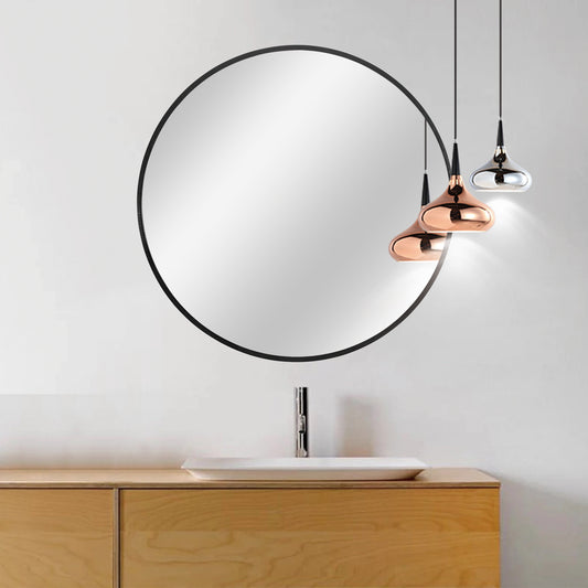 Miroir rond avec cadre en aluminium noir