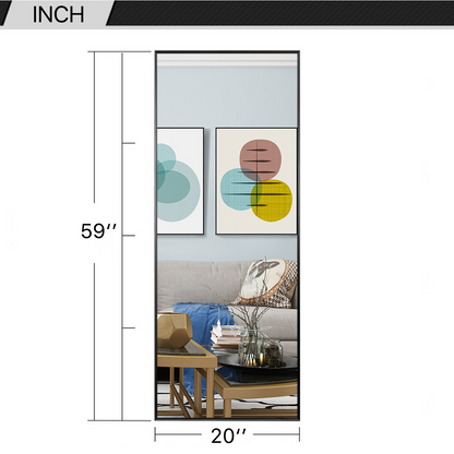 Miroir pleine longueur avec cadre en métal noir de 59 po