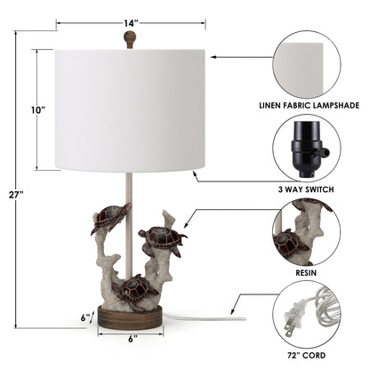 Lot de deux lampes de table marron de 27 po avec abat-jour tambour blanc