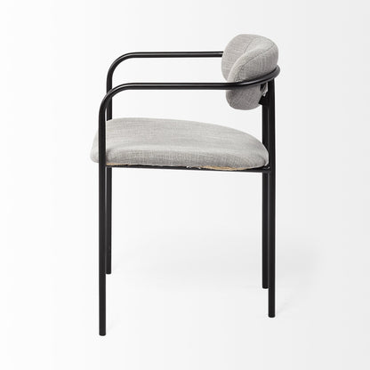 Ensemble de deux chaises à accoudoirs en tissu rembourré gris et noir