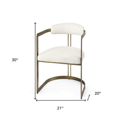 Chaise de salle à manger rembourrée blanche et dorée