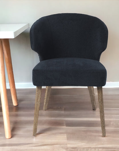 Chaise de salle à manger à oreilles bleu marine et marron