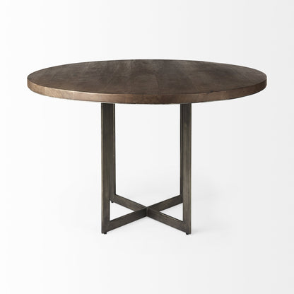 48" Brown And Gray Sled Base Dining Table