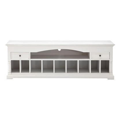 71" White Solid Console Table With Shelves And Drawers