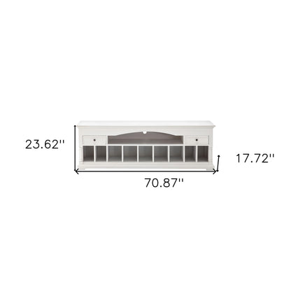 71" White Solid Console Table With Shelves And Drawers