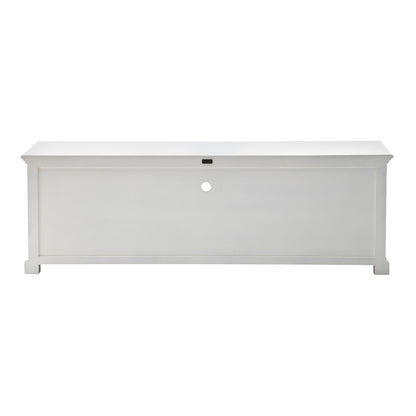 71" White Solid Console Table With Shelves And Drawers