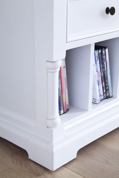 71" White Solid Console Table With Shelves And Drawers