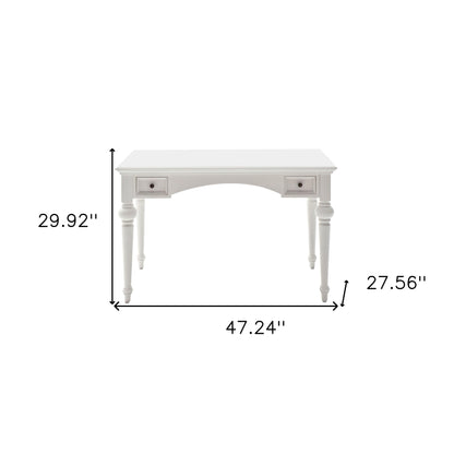 Bureau d'ordinateur blanc de 47 po avec deux tiroirs